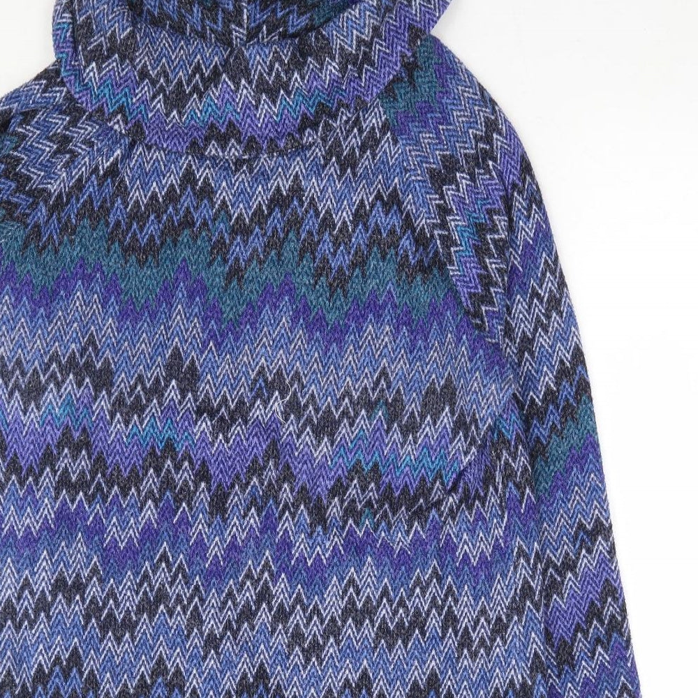 Klass Womens Blue Geometric Polyester Jumper Dress Size XL Roll Neck Pullover