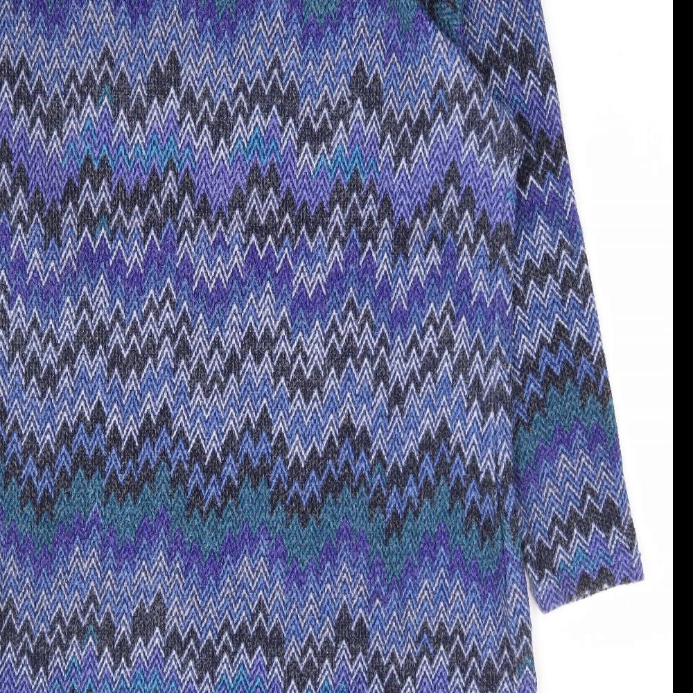 Klass Womens Blue Geometric Polyester Jumper Dress Size XL Roll Neck Pullover