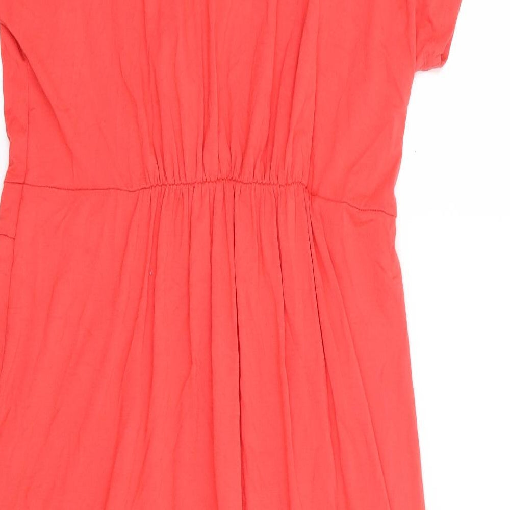 Joules Womens Red Viscose Wrap Dress Size 14 V-Neck Pullover - Faux Wrap