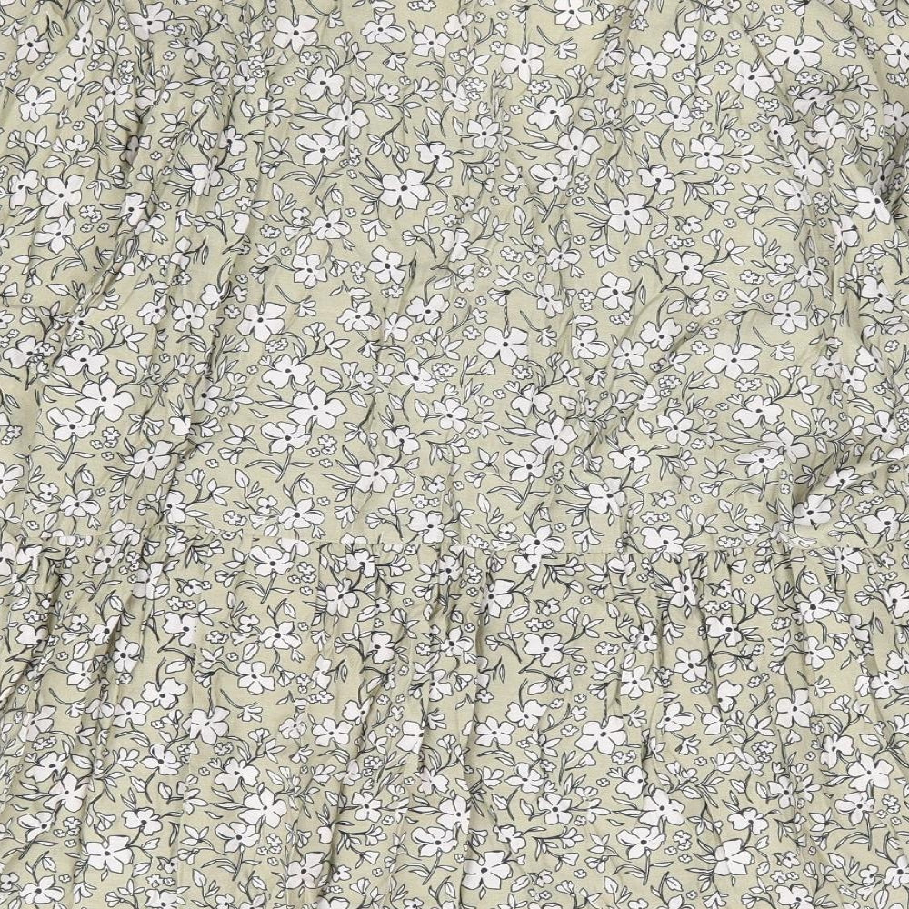 George Womens Green Floral Viscose Basic Blouse Size 14 V-Neck - Smock