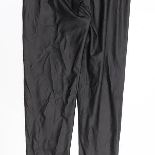 Preworn Womens Black Polyurethane Trousers Size L L28 in Regular - Leather Look Tregging