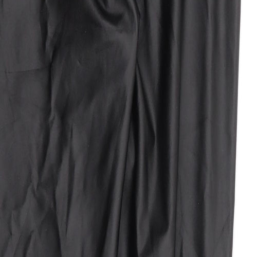 Preworn Womens Black Polyurethane Trousers Size L L28 in Regular - Leather Look Tregging