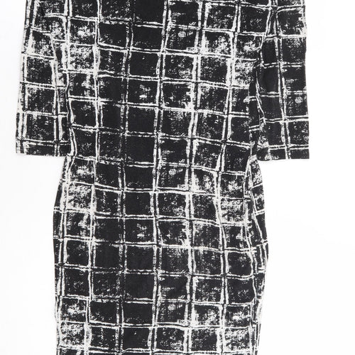 River Island Womens Black Geometric Viscose Bodycon Size 12 Round Neck Pullover