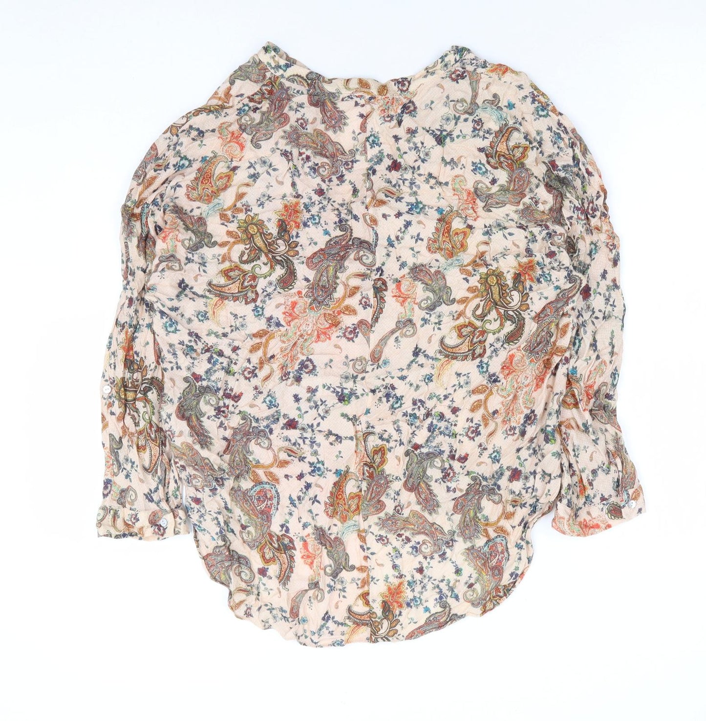 Zara Womens Multicoloured Floral Polyester Basic Blouse Size M V-Neck