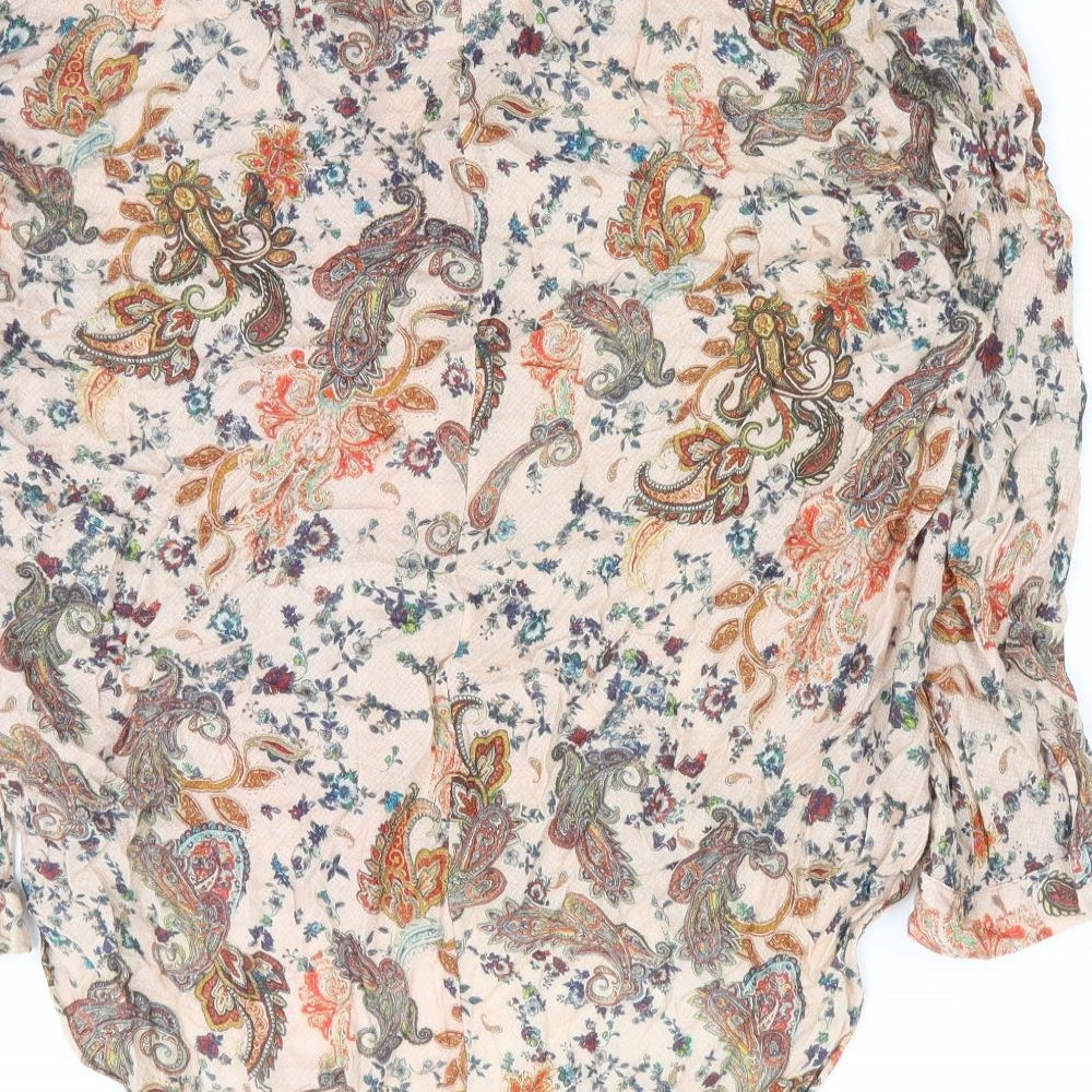 Zara Womens Multicoloured Floral Polyester Basic Blouse Size M V-Neck