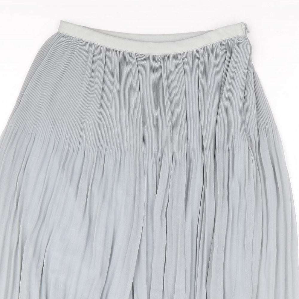 Zara Womens Grey Polyester Pleated Skirt Size XS Zip