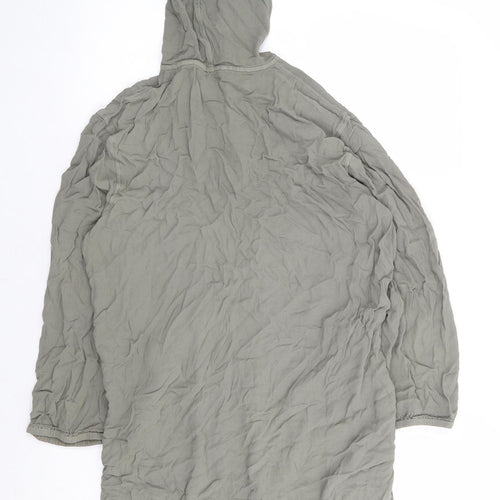 Marks and Spencer Womens Green Viscose Pullover Hoodie Size 10 Button - Elastic Hem