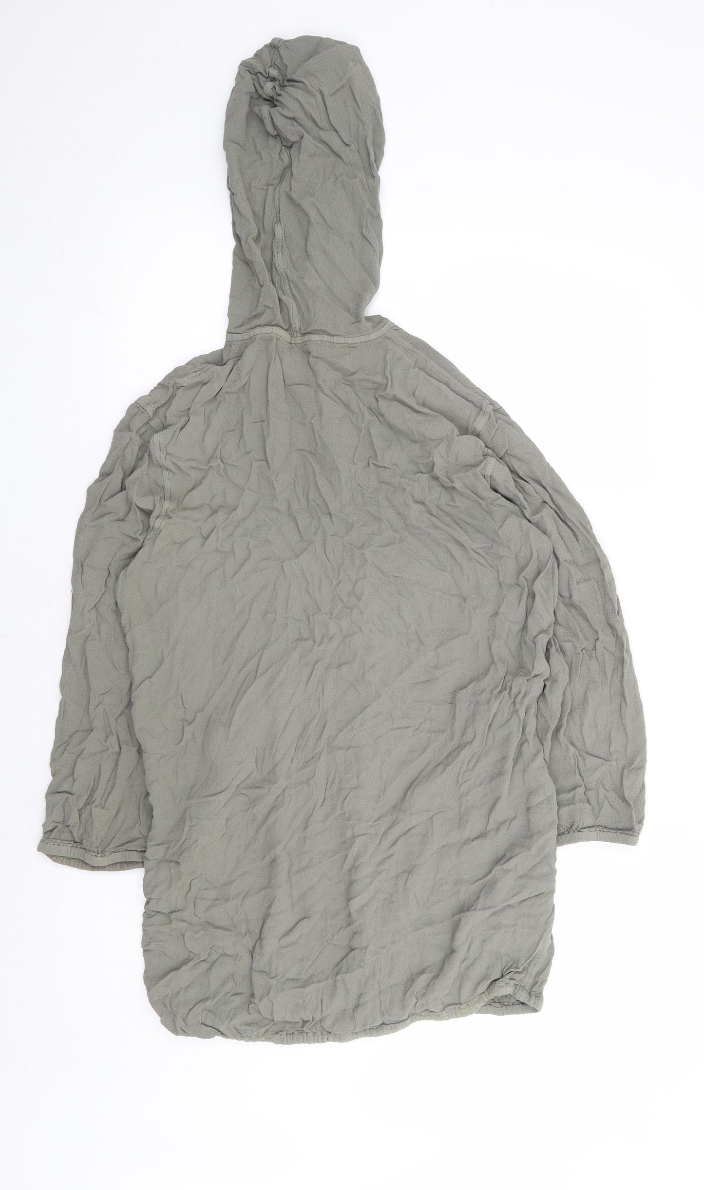 Marks and Spencer Womens Green Viscose Pullover Hoodie Size 10 Button - Elastic Hem