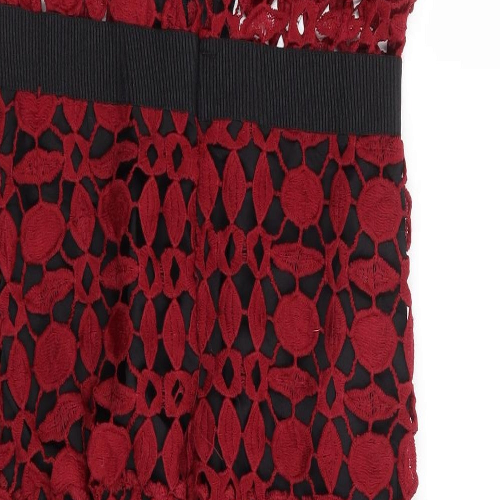 Yishang Womens Red Floral Polyester Mermaid Size XL Collared Zip