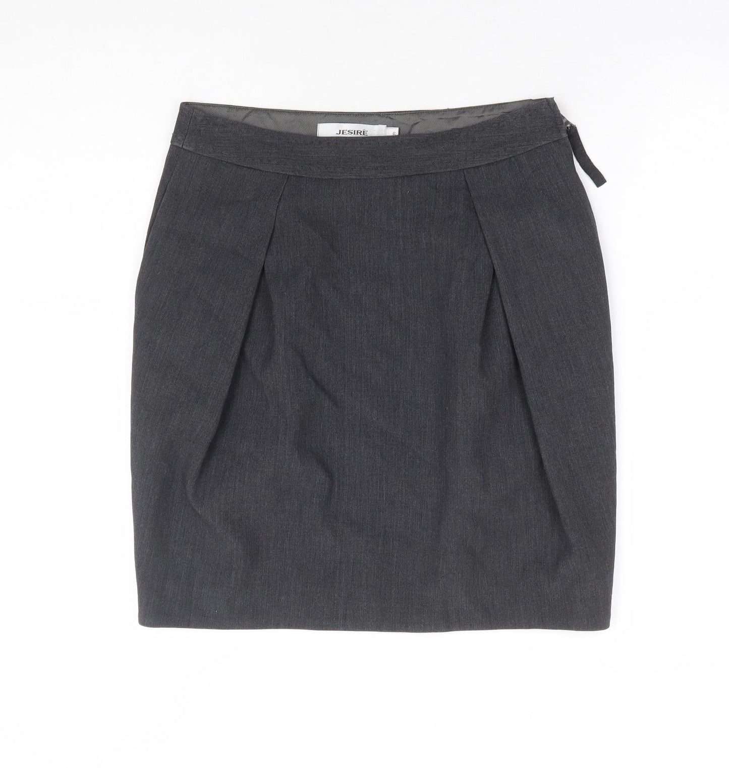 Jesire Womens Grey Polyester A-Line Skirt Size 6 Zip