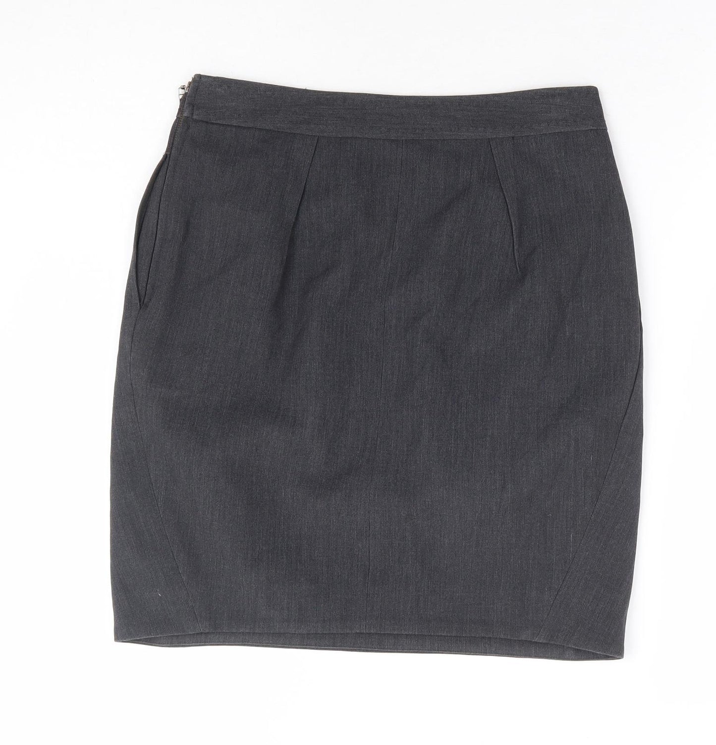 Jesire Womens Grey Polyester A-Line Skirt Size 6 Zip