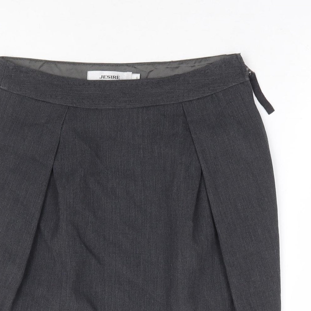 Jesire Womens Grey Polyester A-Line Skirt Size 6 Zip