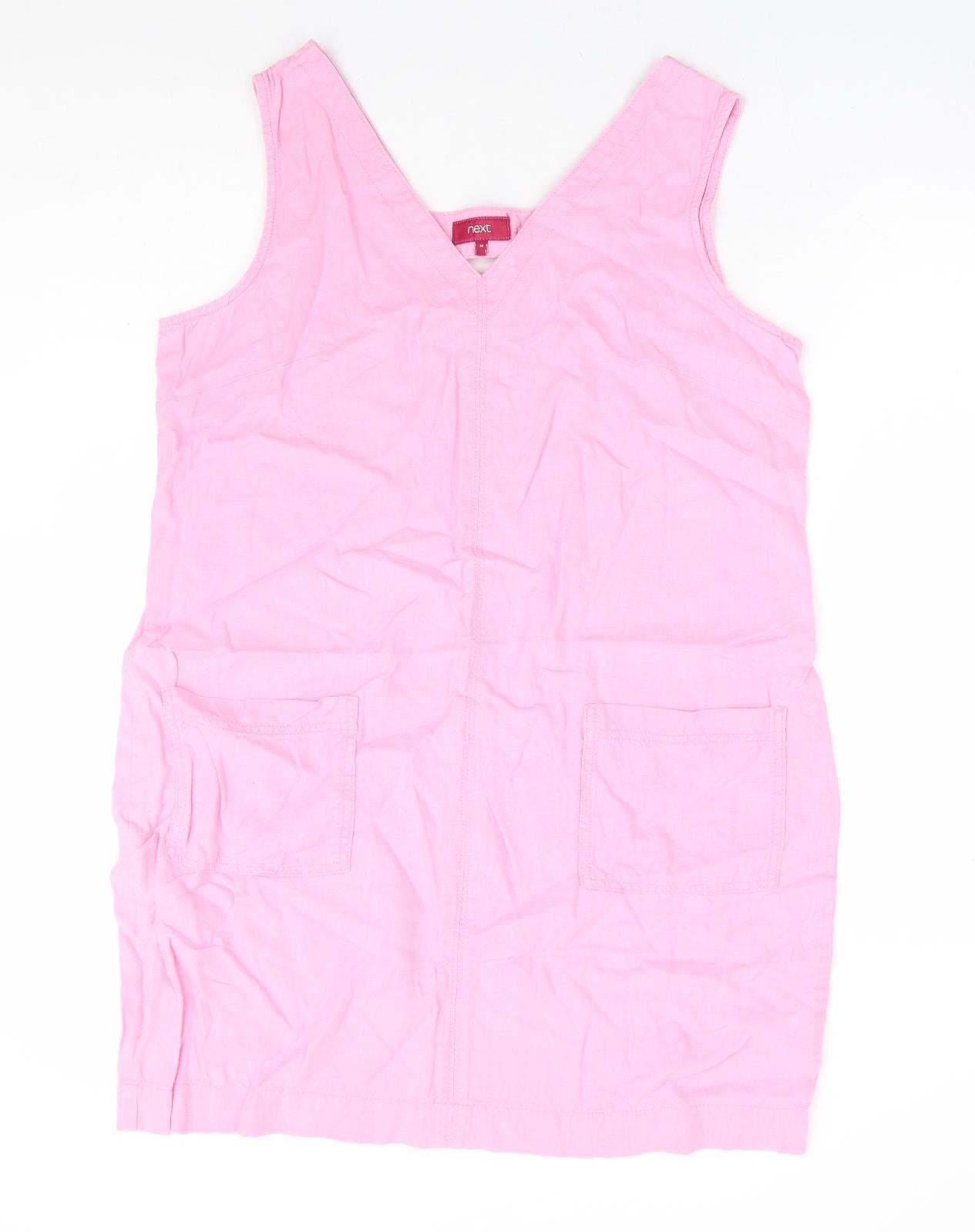 NEXT Womens Pink Linen Shift Size 14 V-Neck Pullover