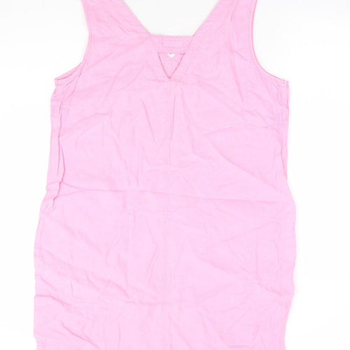 NEXT Womens Pink Linen Shift Size 14 V-Neck Pullover