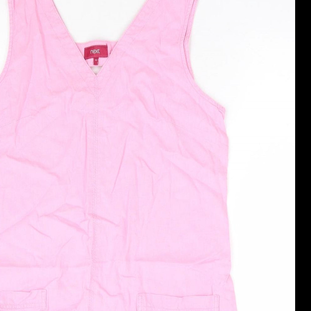 NEXT Womens Pink Linen Shift Size 14 V-Neck Pullover
