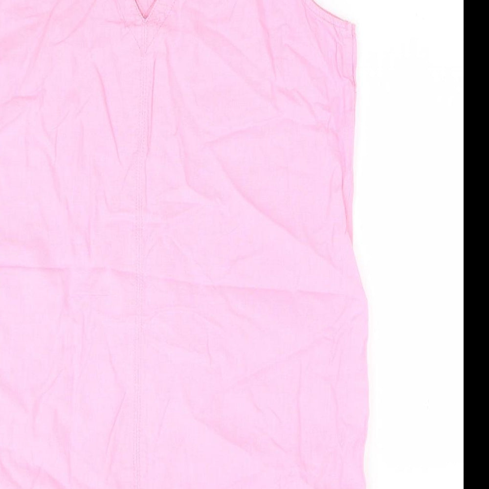 NEXT Womens Pink Linen Shift Size 14 V-Neck Pullover