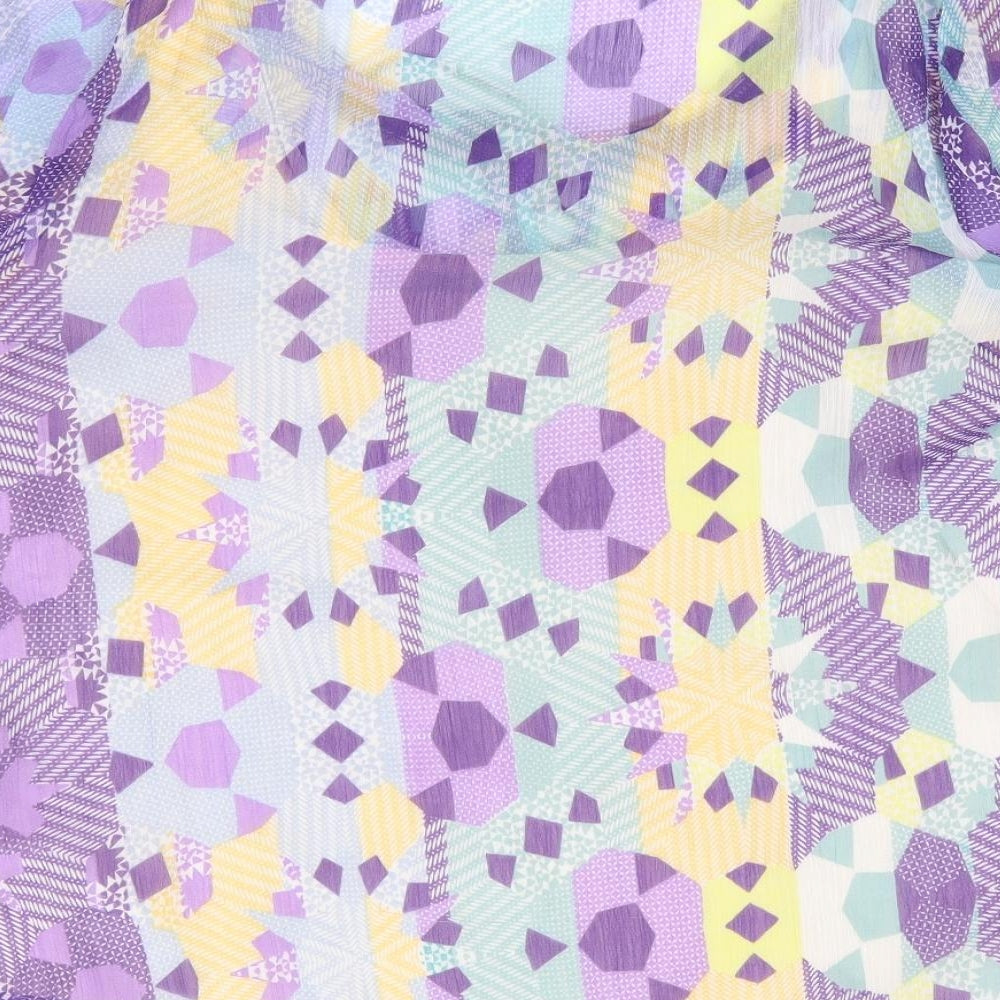 Indigo Womens Multicoloured Geometric Polyester Basic Blouse Size 14 Scoop Neck