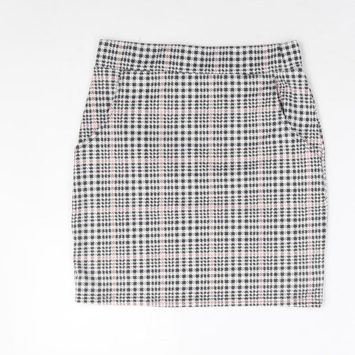 Select Womens Black Herringbone Polyester A-Line Skirt Size 10