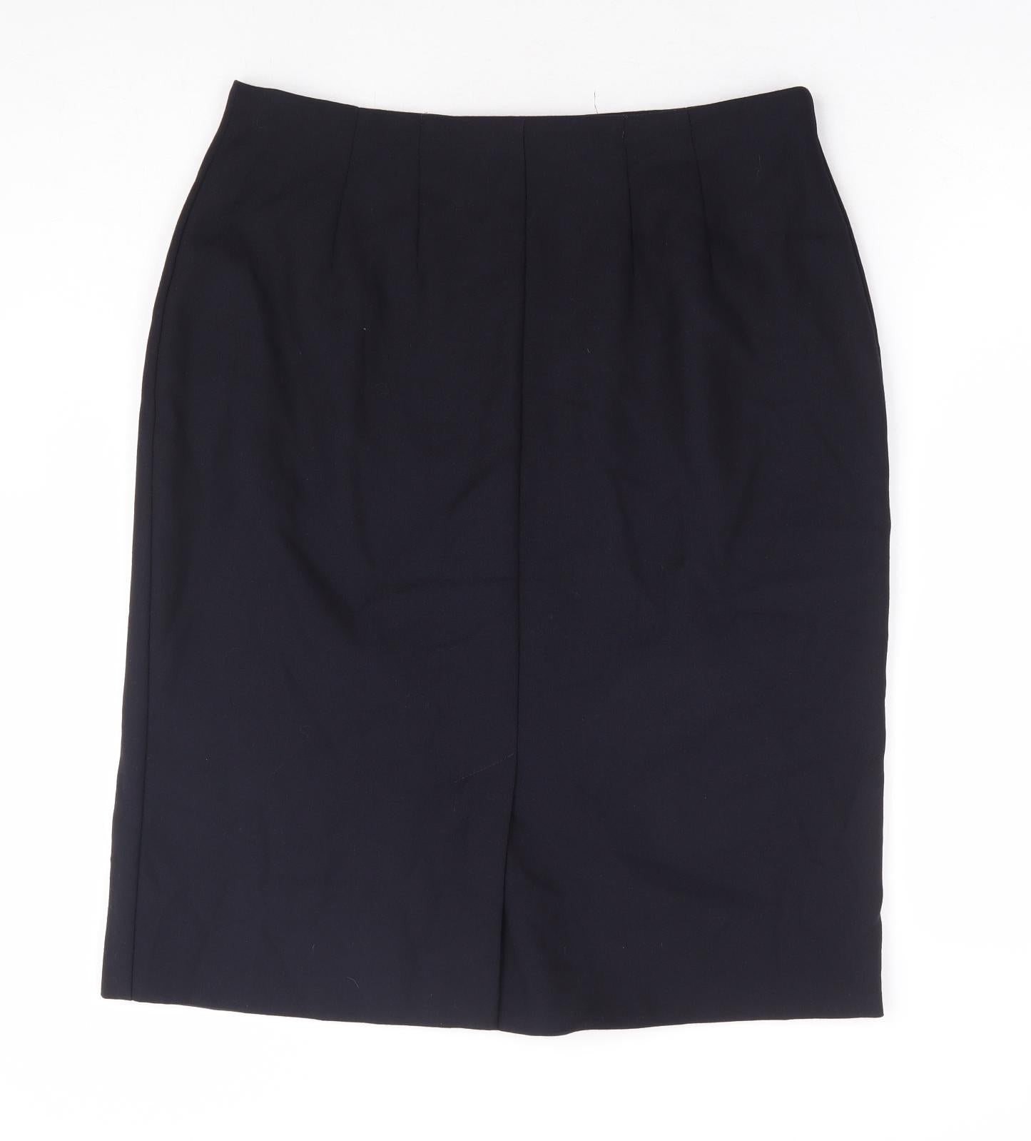 Marks and Spencer Womens Blue Polyester Straight & Pencil Skirt Size 16 Button