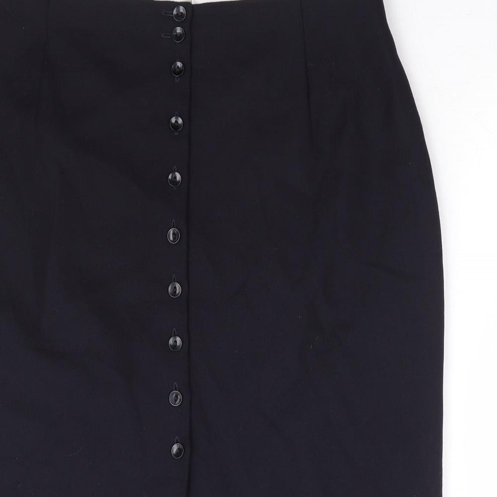 Marks and Spencer Womens Blue Polyester Straight & Pencil Skirt Size 16 Button
