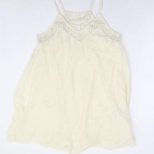 H&M Womens Ivory Polyester Shift Size 12 V-Neck Pullover