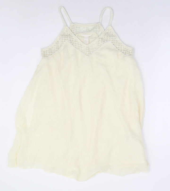 H&M Womens Ivory Polyester Shift Size 12 V-Neck Pullover