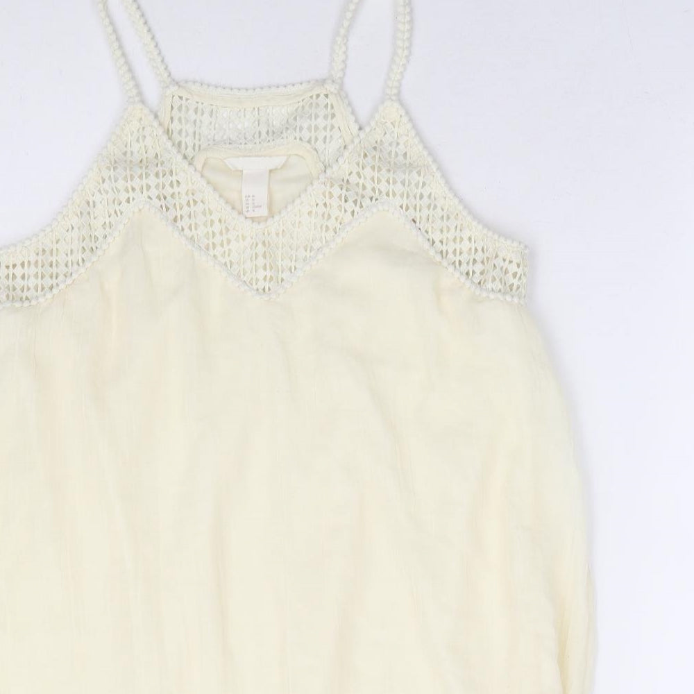 H&M Womens Ivory Polyester Shift Size 12 V-Neck Pullover