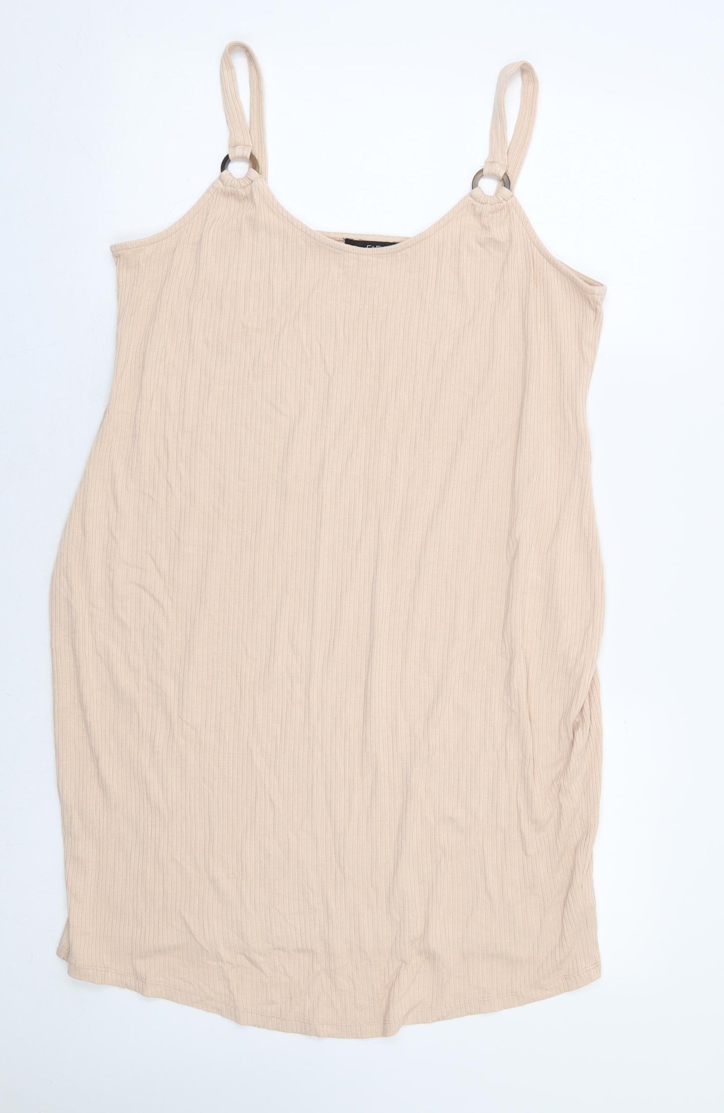 F&F Womens Beige Viscose A-Line Size 20 Scoop Neck Pullover - Ribbed