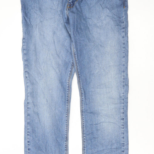 Marks and Spencer Mens Blue Cotton Skinny Jeans Size 30 in L31 in Regular Button