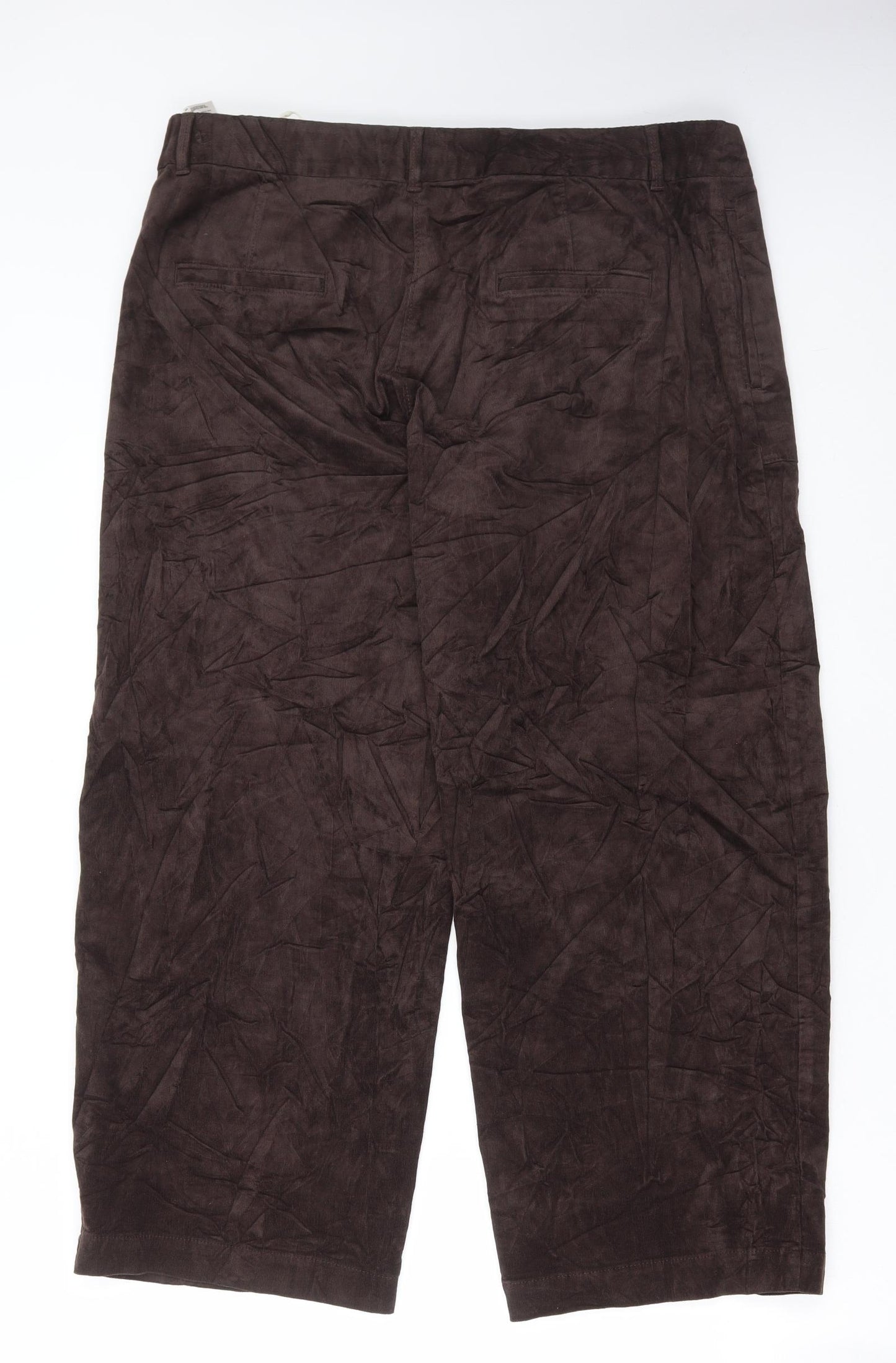 Per Una Womens Brown Cotton Wide-Leg Jeans Size 18 L26 in Regular Button