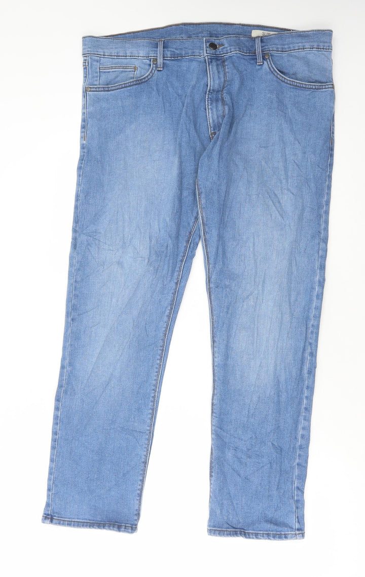 Marks and Spencer Womens Blue Cotton Skinny Jeans Size 38 L29 in Regular Button