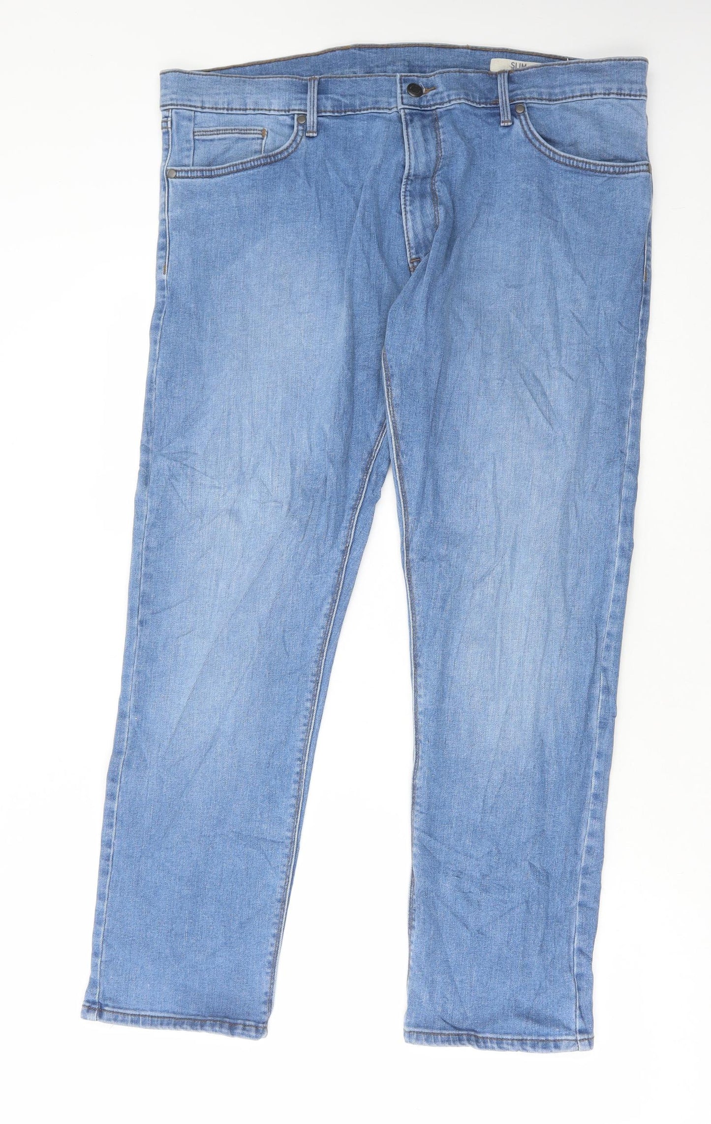 Marks and Spencer Womens Blue Cotton Skinny Jeans Size 38 L29 in Regular Button