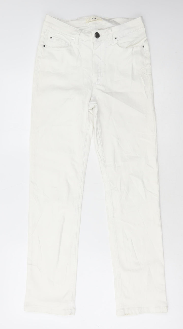 Marks and Spencer Womens White Cotton Skinny Jeans Size 8 L28 in Regular Button