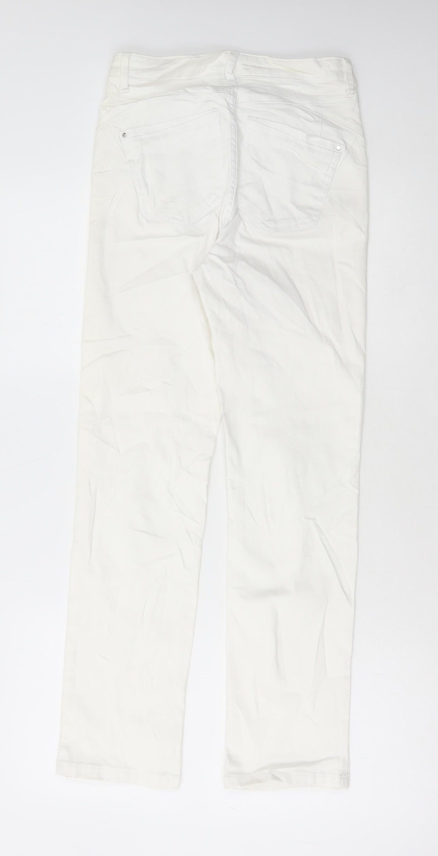 Marks and Spencer Womens White Cotton Skinny Jeans Size 8 L28 in Regular Button