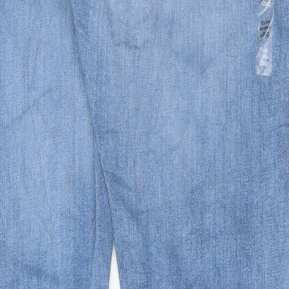 Marks and Spencer Mens Blue Cotton Straight Jeans Size 32 in L33 in Regular Button