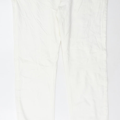 Marks and Spencer Womens White Cotton Straight Jeans Size 38 in L33 in Regular Button