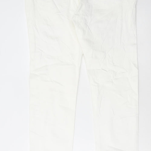 Marks and Spencer Womens White Cotton Straight Jeans Size 38 in L33 in Regular Button