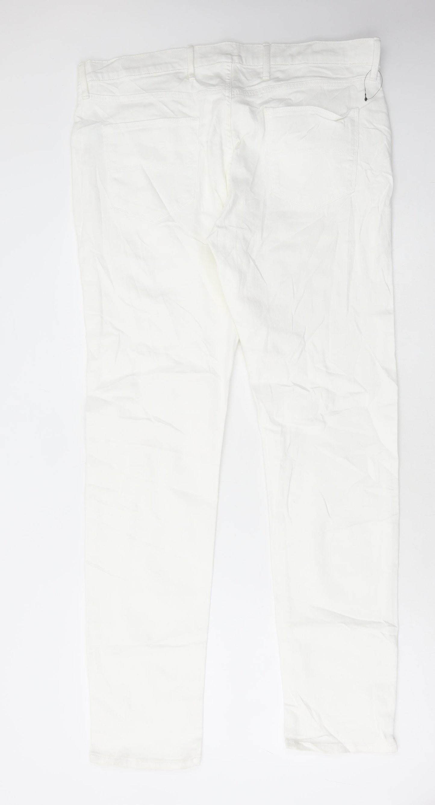 Marks and Spencer Womens White Cotton Straight Jeans Size 38 in L33 in Regular Button