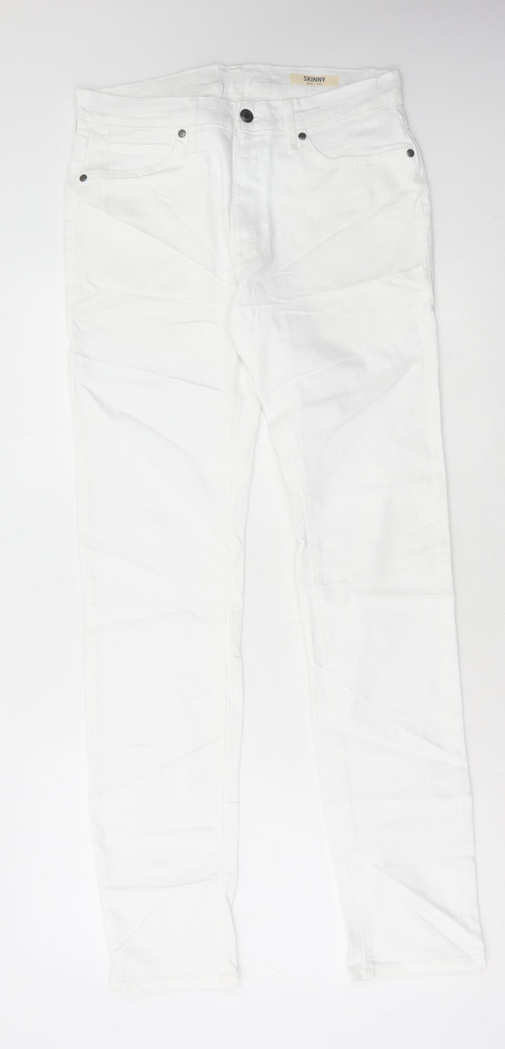 Marks and Spencer Womens White Cotton Skinny Jeans Size 30 in L33 in Regular Button