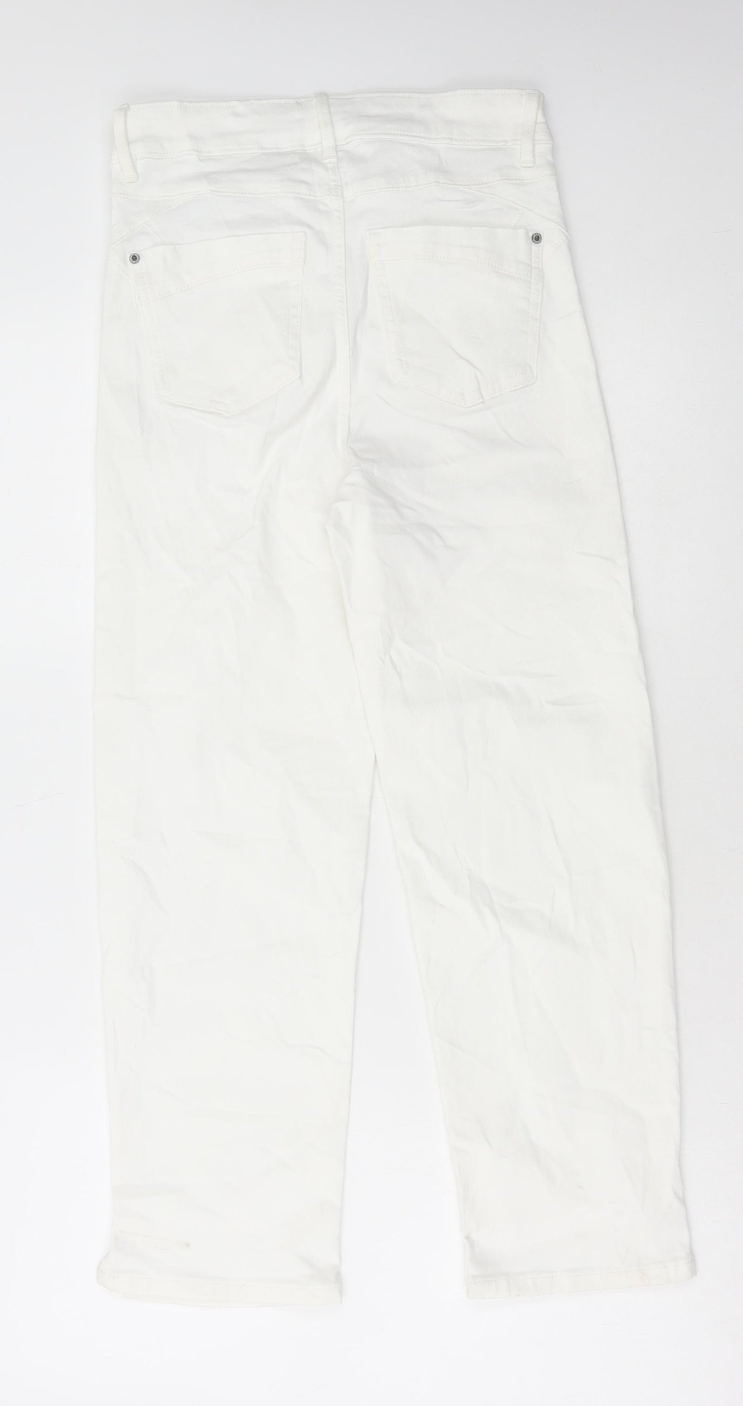 Marks and Spencer Womens White Cotton Skinny Jeans Size 8 L25 in Regular Button