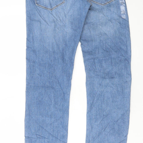 Marks and Spencer Womens Blue Cotton Skinny Jeans Size 30 in L33 in Regular Button