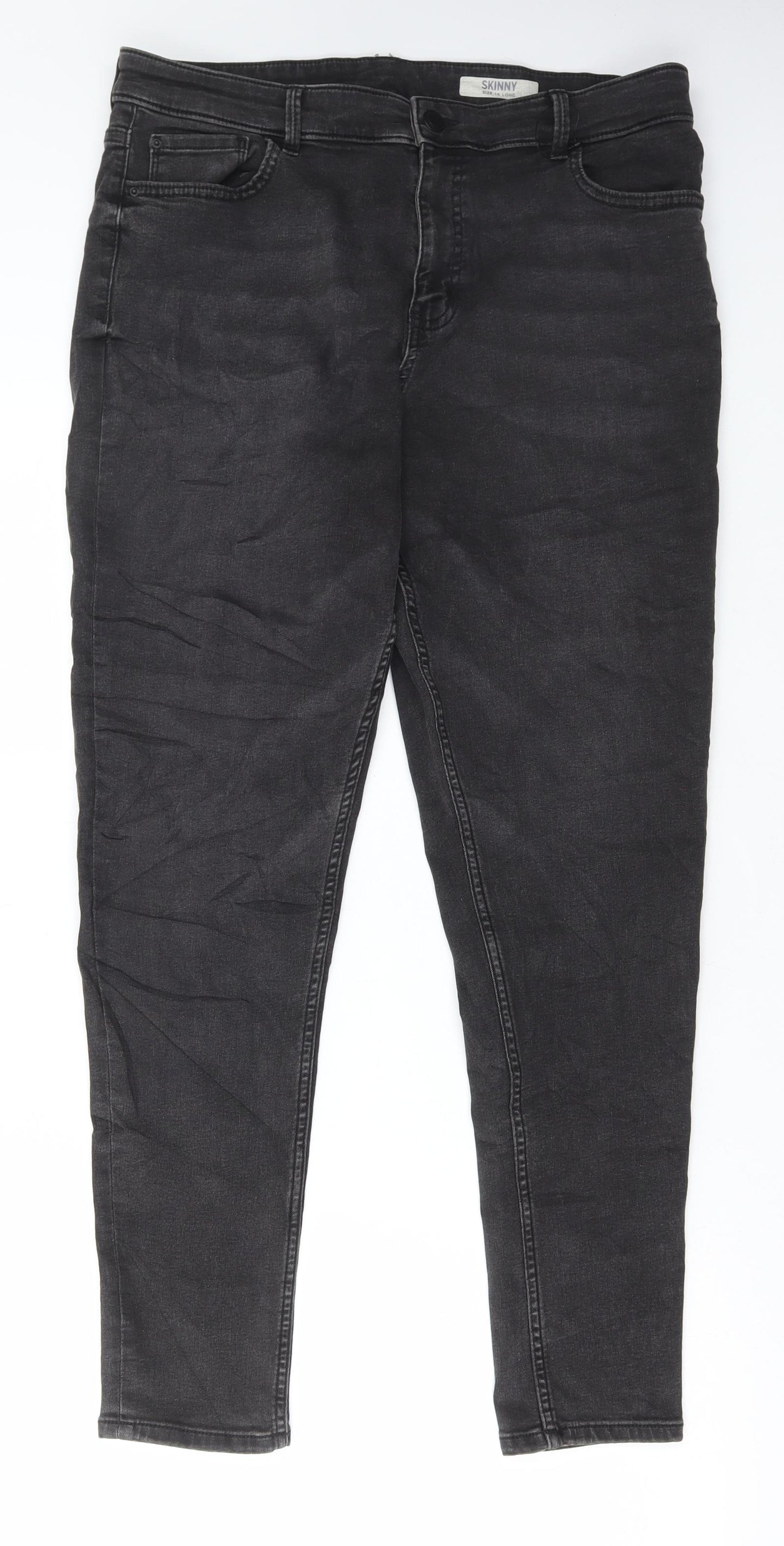 Marks and Spencer Womens Grey Cotton Skinny Jeans Size 16 L30 in Regular Button