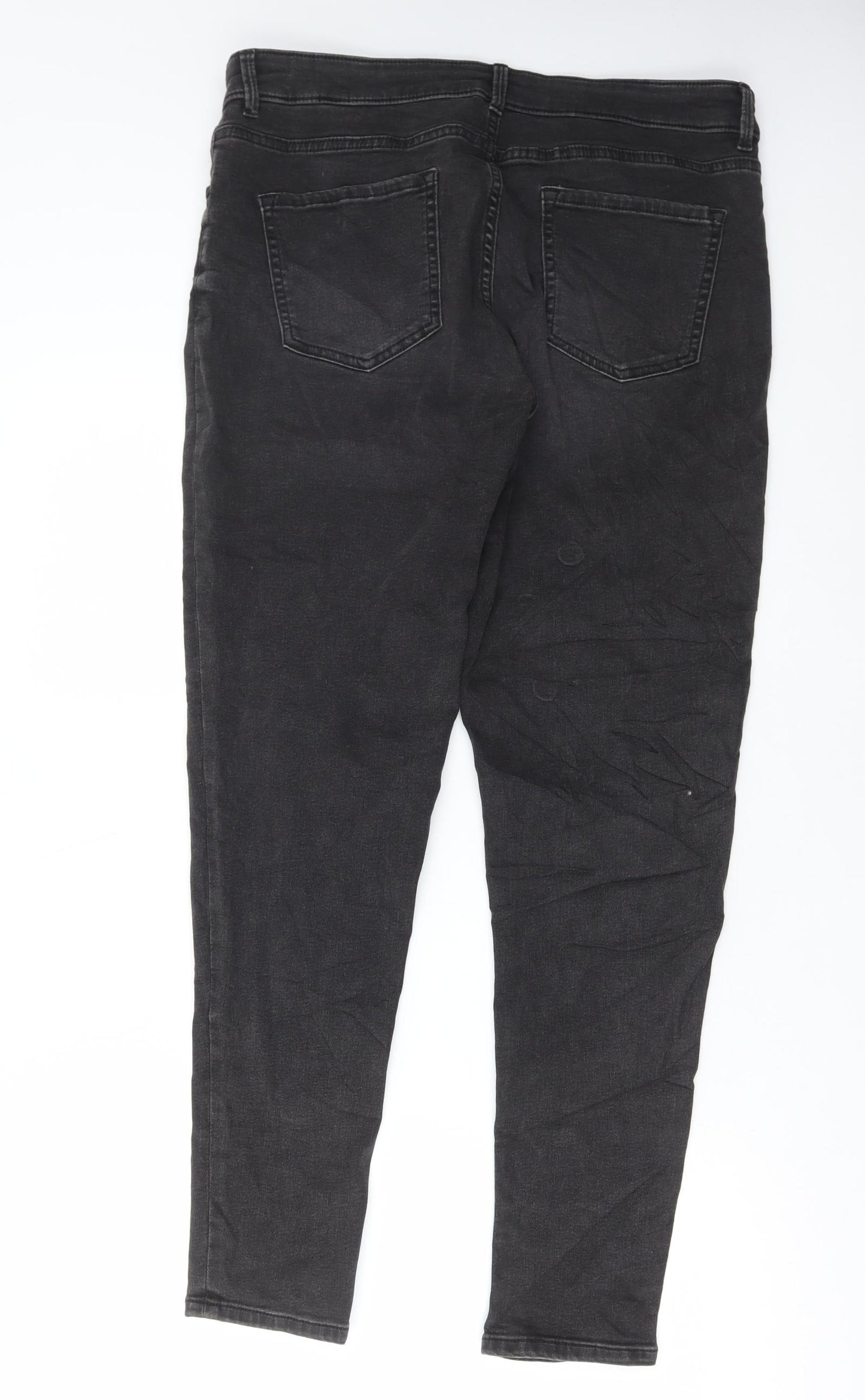 Marks and Spencer Womens Grey Cotton Skinny Jeans Size 16 L30 in Regular Button