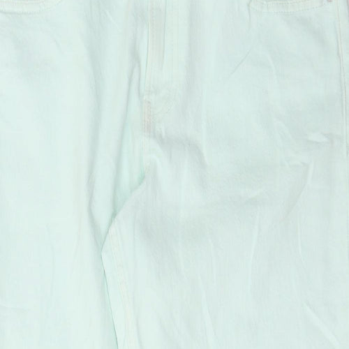 Marks and Spencer Womens Green Cotton Straight Jeans Size 12 L25 in Regular Button