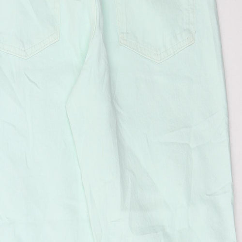 Marks and Spencer Womens Green Cotton Straight Jeans Size 12 L25 in Regular Button