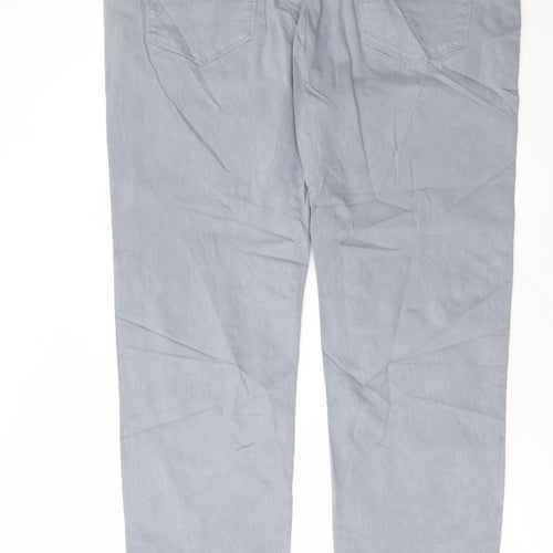 Marks and Spencer Mens Grey Cotton Straight Jeans Size 44 in L33 in Regular Button