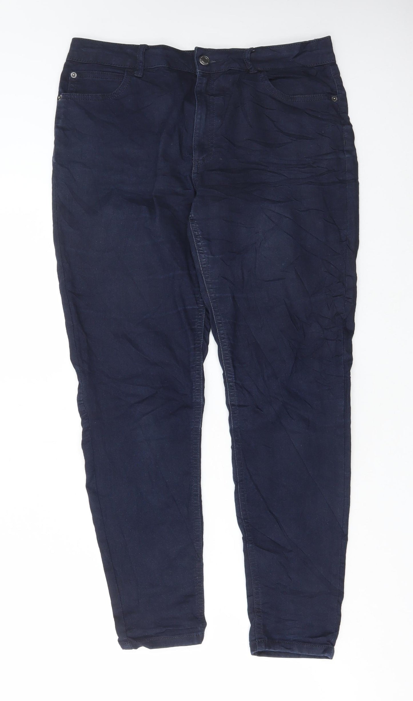 Marks and Spencer Womens Blue Cotton Skinny Jeans Size 10 L27 in Regular Button