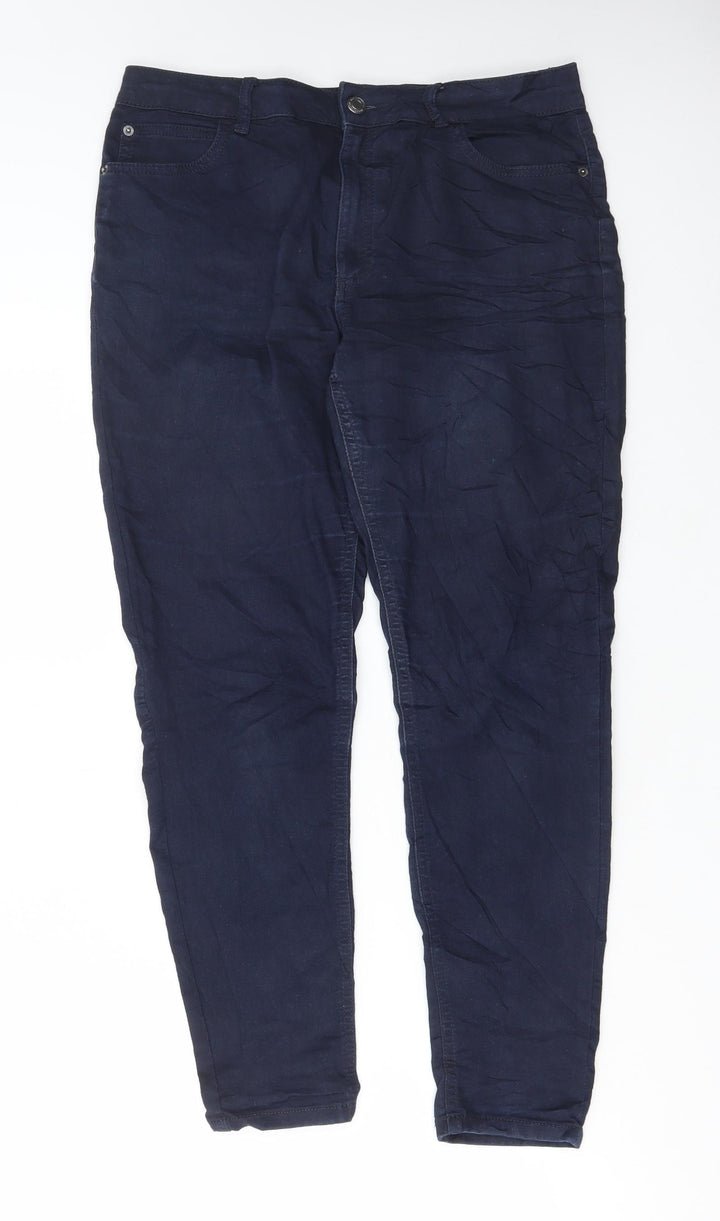 Marks and Spencer Womens Blue Cotton Skinny Jeans Size 10 L27 in Regular Button