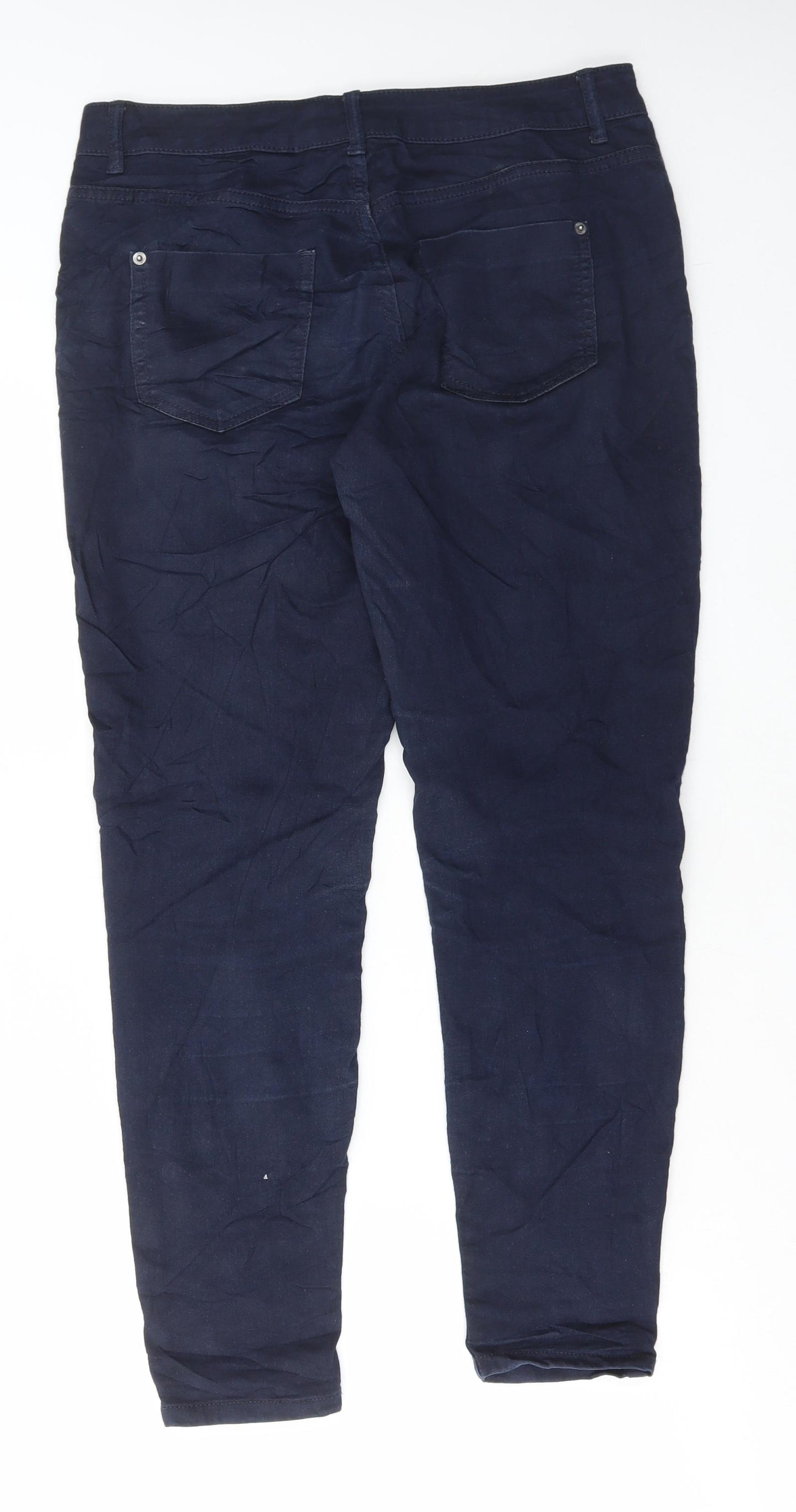 Marks and Spencer Womens Blue Cotton Skinny Jeans Size 10 L27 in Regular Button