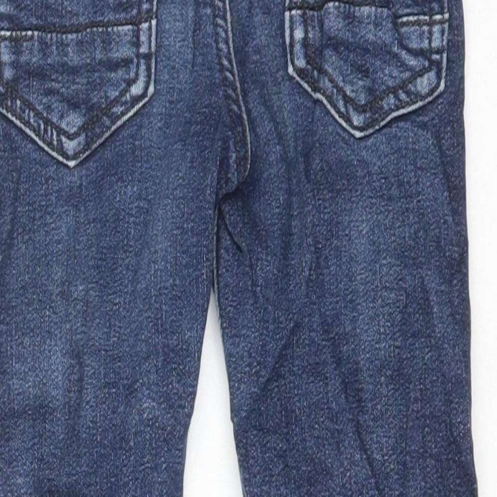 Denim & Co. Boys Blue Cotton Jegging Jeans Size 3-4 Years Regular Drawstring - Distressed